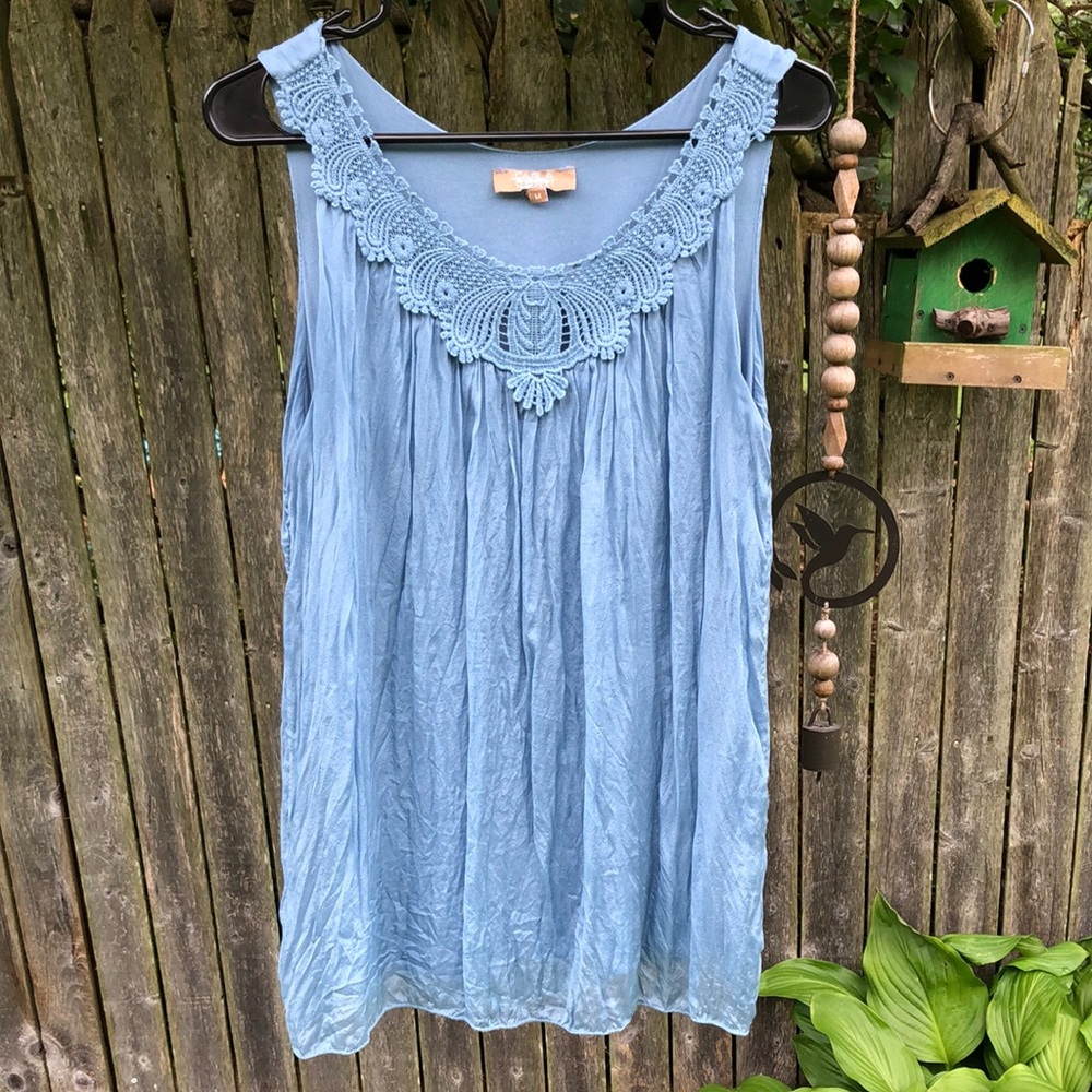 M Carla Conti Silk Tank Top Lace Italy